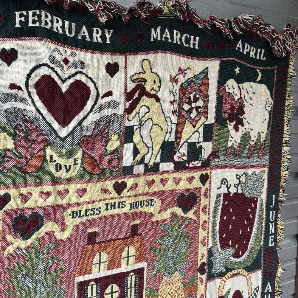 Vintage Tapestry Blanket Throw Home Is Where The Heart Is 60 x 44